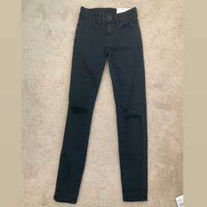 Black Distressed Low Rise Skinny Jeans
